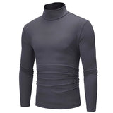 Riolio Autumn  Winter Men's High Neck T-shirt Slim Fit Fashion High Elastic Long Sleeve Cotton Casual Breathable Apparel Pullover