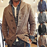 Riolio New Style Solid Color Sweater for Men in Autumn and Winter, Retro Lapel, Knitted Long-sleeved Cardigan Sweater Coat S-3XL