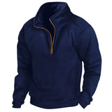 Riolio  Men's New Arrival Stand Collar Half Zip Long Sleeve Tactical Hoodie Pullover Sports Polo Shirt
