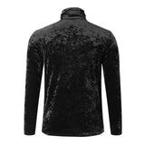 Riolio New Long Sleeved Solid Color Tight Fitting T-Shirt, European and American Autumn and Winter Men's High Neck Velvet Base Sweater