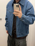 Riolio Spring New Arrival ex Vintage Denim Jaet Detroit Retro Outerwear Breathable Long Sve Zipper Closure Casual Coat