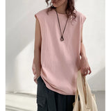 Riolio  Summer New Kam Shoulder Basketball Sweatshirt Sports Tank Top Men's Sleeveless Cotton T-shirt Loose Trendy Large Solid Colo