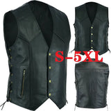 Riolio Vest Leather Punk Fashion Casual Coat Motorcycle Vest Men Solid Vest Fleet