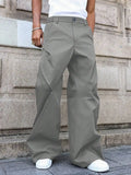 Riolio  Mens Casual Loose Wide Leg Pants Solid Color Fall Streetwear