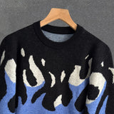 Riolio  New Korean Trendy Men Sweaters Light Luxury Knitted Color Clashing O Neck Long Sleeve Pullover Casual High Street Knitwear M-3XL