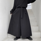 Riolio Chinese Style Men Trousers Dark Style Irregular Wide Leg Men Pants Lace Up Hanfu Tang Trousers Harajuku Kimono Samurai Pants