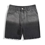 Riolio Summer Gradient Denim Shorts Men's Fashion Retro Denim Shorts Mens Streetwear Korean Loose Hip-hop Straight Denim Shorts Men