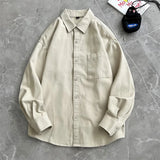 Riolio  Japanese Long-sleeved Shirt Men's Spring American Retro Workwear Jacket Hong Kong Style Trendy Casual Top