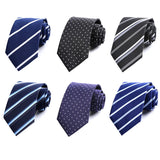 Riolio  Polyester 8cm Striped Dots Men's Tie Suitable For Wedding Parties Work Black Blue Navy Colors Necktie