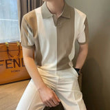 Riolio  Men's Summer Youth Loose and Versatile Lapel Shirt Student Handsome Slim Men's Short-sleeved Breathable Top