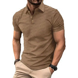 Riolio  Summer Solid Pullover Polo Shirts Men Short Sleeve Turn-down Collar Formal Polos Male Business Casual Comfortable Retro Tops