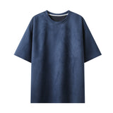 Riolio Summer Short-sleeved T-shirt Men Fashion 10-color Casual Suede T Shirt Men Streetwear Loose O-neck Tshirt Mens Top M-3XL