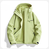 Riolio  Men's Windproof Hooded Jacket Solid Red Multi-Pocket Casual Outdoor Hiking Windbreaker Coat