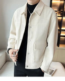 Riolio Korean Style Fashionable High-end Jacket Men's Spring Autumn 2025 New Corduroy Top Trendy Handsome Loose Short Lapel Thin Jacket