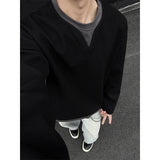 Riolio Spring Long Sleeved T-shirt Men Fashion Gray Black Checkered T Shirt Men Streetwear Korean Loose Round Neck T Shirt Mens Top