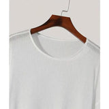 Riolio  Summer New Men's T-shirt O-neck Off Shoulder Long Sleeve Knitted Tees Top Man Thin Breathable Loose Casual T-shirt For Male