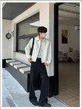 Riolio American Street High-end Coat Trendy Leather Jacket Korean Elegant 2025 Spring Men's New PU Lapel Slim Loose Jacket Aesthetic