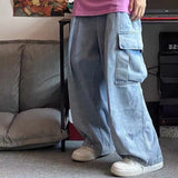 Riolio  Baggy Jeans Men's Oversize Cargo Korean Black Wide Pants Streetwear Hip Hop Harajuku Male Fashion Straight Denim Pants