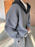 Riolio  Korean style trendy men and women retro contrasting color pullover sweater for couples loose and lazy casual Harajuku knitted