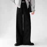 Riolio Korean Elegant Pants Fake Pocket Decoration Wide-leg Pants Autumn New American Style Design Sense Spliced Straight Suit Trousers