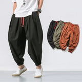 Riolio New Trendy Men Harem Pants Loose Oversized Style Cotton and Linen High Quality Jogger Sweatpants Casual Male Trousers