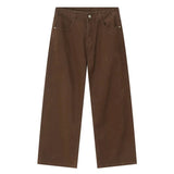 Riolio Men Popular High Waist Straight Leg Jeans Male Simple Draping Wide Leg Denim Pants Brand Green Coffee Street Denim Trousers