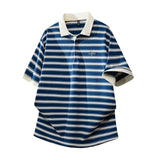 Riolio  Versatile Top Summer Polo Shirt Fashion Stripes Trendy Fit Stylish Comfortable High-Quality Daily Soft Lightweight Men's T-Shirt