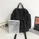 Riolio  Solid Black Men's Backpack Lightweight Outdoor Travel Backpack Harajuku Large Capacity School Bags Waterproof Nylon Bags for Men