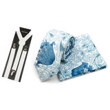 Riolio  Men's High Quality 6.5cm Floral Leaves Cotton Tie Handkerchief Suspender Set Novel Gentleman Artistic Wedding Accessories Gifts