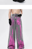 Riolio Coated Jeans Men's American High Street Wasteland Gray Wide-leg Pants Men Women A-type Smoke Gray Floor Pants 2025