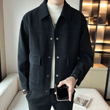 Riolio Korean Style Fashionable High-end Jacket Men's Spring Autumn 2025 New Corduroy Top Trendy Handsome Loose Short Lapel Thin Jacket