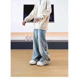Riolio Men's Denim Pants Male Jeans Patchwork Personalized panhandler pants Straight Casual Menwear Loose Wide Leg Trousers New