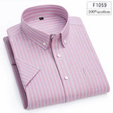 Riolio  Hight qulity summer 100%cotton thin short sleeve shirts for men slim fit formal shirt soft designer tops korean popular clothes