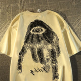 Riolio Harajuku Hip Hop High Street Men and Women Trendy Personalized Printed Round Neck Short Sleeve Couple Loose Summer Casual Tshirt