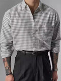 Riolio  American Sle Hard Man Plaid irt Men's Bubble Cloth Texture Loose Long Sve Open Cardigan Casual Workwear ket Sle S...