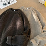 Riolio Brand Sweaters Trend Mans Autumn Winter Solid Color Splicing Loose O Neck Oversize Pullover New Man Motion Clothes