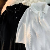 Riolio Summer Modal Casual Polo Shirts For Men Korean Fashion Short Sleeve Camisas polo T-shirt Street Striped chemise homme Clothing