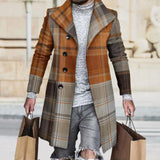 Riolio Autumn Winter Men's Single Breasted Woolen Overcoat Plaid Print Male Long Thicken Windbreaker Fashion Causal Coat Outerwear Men