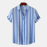 Riolio  Fashion Men's Shirt Shorts Sleeve Striped Print Clothing Men Social Luxury Wear Hawaiian Elegant Classic Shirts For Male Tops
