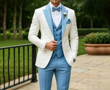Riolio  3 Pieces Elegant Blazer Vest Pant Wedding Tuxedo for Groom Yellow Slim Fit Formal Men Suits Set for Prom Party Ceremony