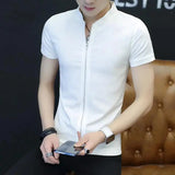 Riolio  Short-sleeved T-shirt Men Korean Style Slim Ice Silk Summer Thin Cardigan Top