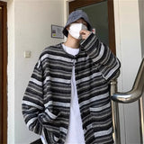 Riolio Loose Men's Open Cardigan Jaet Spring Autumn Japanese Sle Vintage Striped Lazy Faion Retro Brand Youth Long Sve Coat
