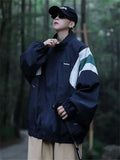Riolio Loose Fit Men's Spring Autumn Outdoor Workwear Jaet Color Blo Sle Versatile Casual Long Sve Stand Collar Coat