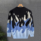 Riolio  New Korean Trendy Men Sweaters Light Luxury Knitted Color Clashing O Neck Long Sleeve Pullover Casual High Street Knitwear M-3XL