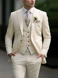 Riolio  3 Pieces Blazer Vest Pant New Solid Suits for Men Slim Fit Groom Wedding Suits Tuxedo Best Man Fashion Marriage