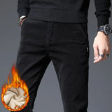 Riolio  Autumn and Winter Corduroy Pants Men's Elastic Casual Pants Slim Straight Corduroy Plus Velvet Men's Trousers Trend y2k pants
