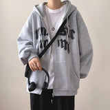 Riolio Grunge Zip Up Oversized Hoodie Vintage Street Letter Print Long Sleeve Sweatshirt Gothic Punk Y2k Winter Sportswear Women's Tops