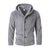Riolio  Men's Fleece Hooded Cardigan Casual Button Up Long Sleeve Warm Knit Jacket For Daily Wear