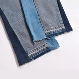 Riolio Patchwork Washed Wide Denim Jeans Y2k Street Wear Splicing Patches Damaged Flare Pants Jeans for Men