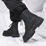 Riolio  Luxury Brand Boots Chelsea Men's Boots Leather Men Designer Boots Fashion Casual Business Black Boots Thick Soled Mid Top Boots